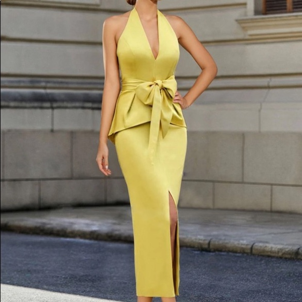 Formal Halter Plunge Dress